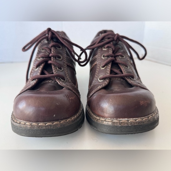 Vintage 90s Y2K Lower East Side Brown Chunky Platform Lace Up Oxford Shoes 7.5 - Picture 4 of 11